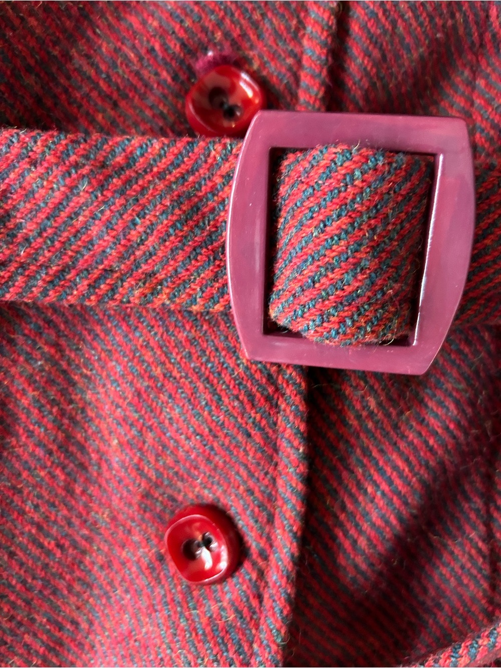 Vintage Girls' Long Sleeve Belted Red Coat - Classic Fit - Picture 2 of 9